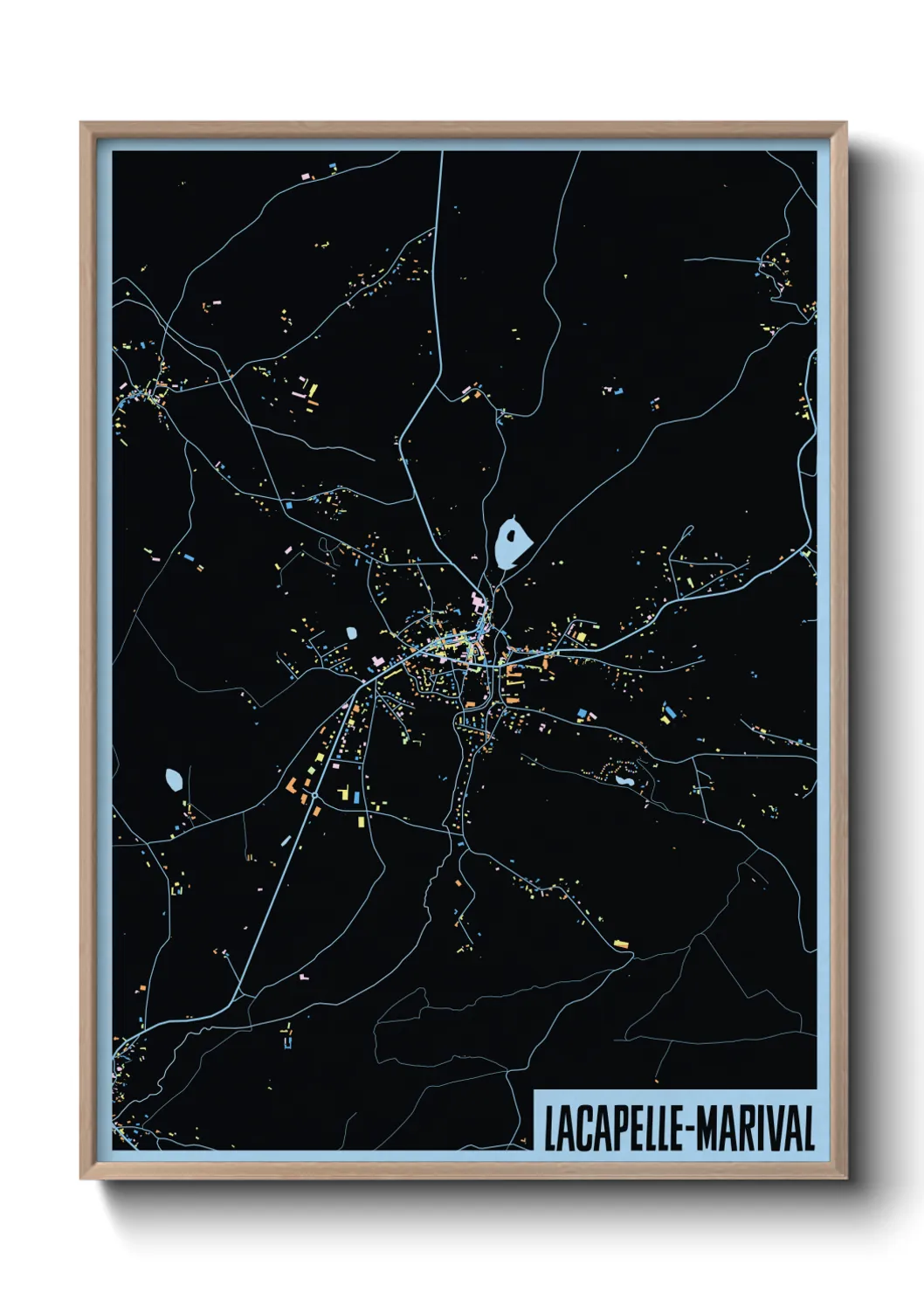 Une affiche de carte sur Lacapelle-Marival