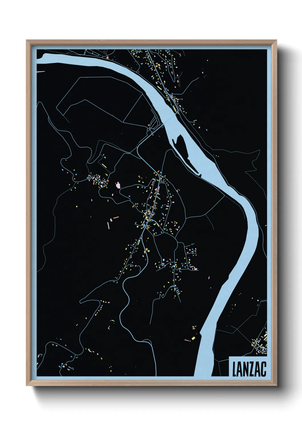 Une affiche de carte sur Lanzac