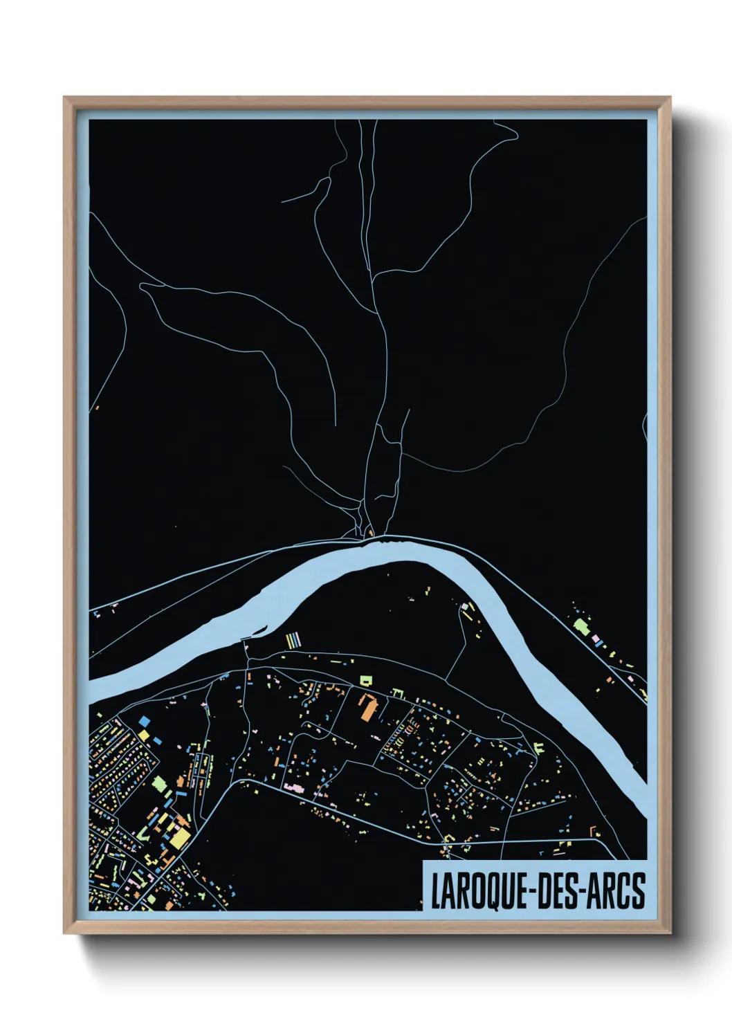 Une affiche de carte sur Laroque-des-Arcs