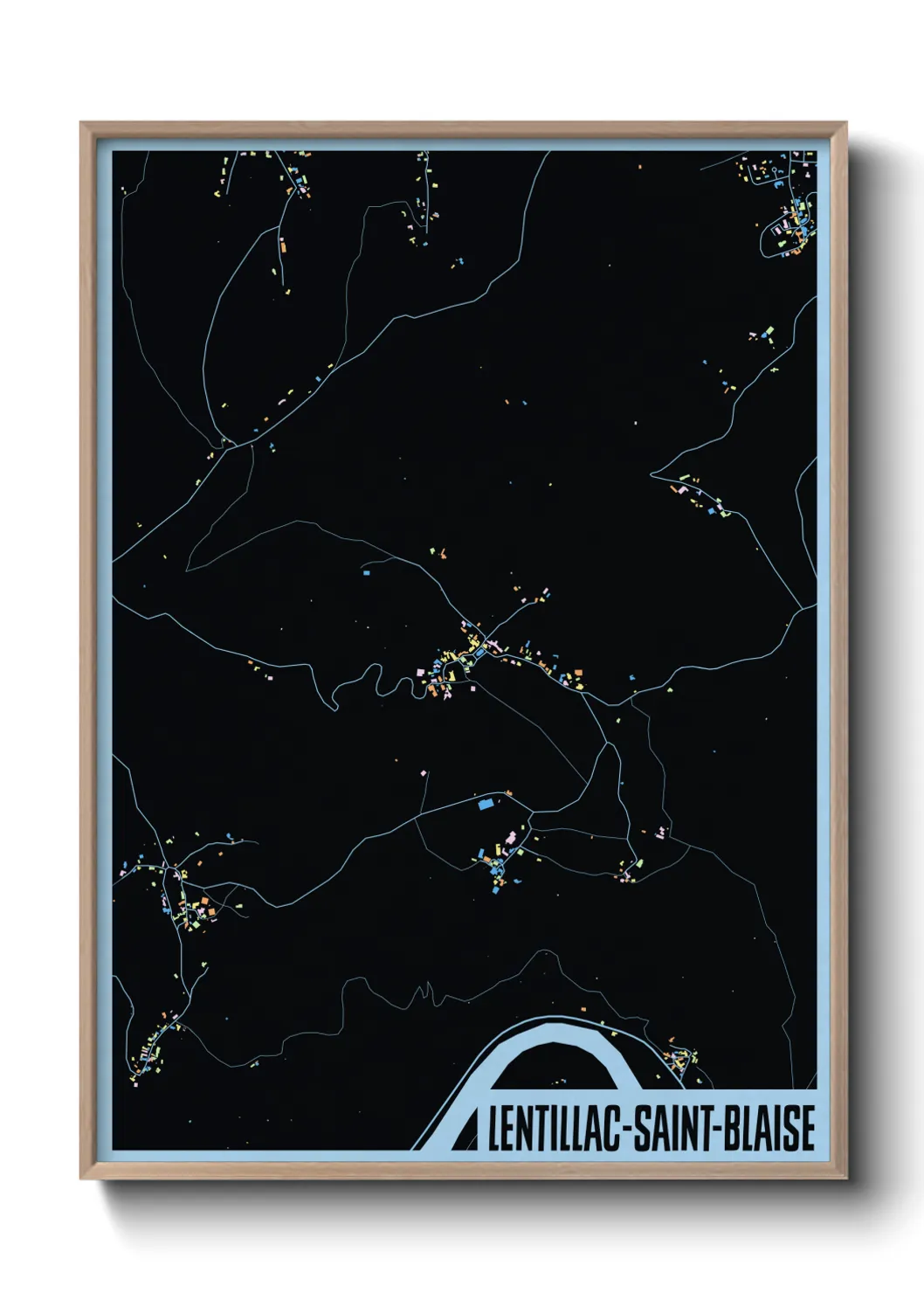 Une affiche de carte sur Lentillac-Saint-Blaise