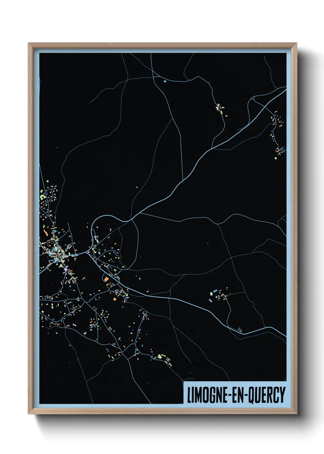 Une affiche de carte sur Limogne-en-Quercy