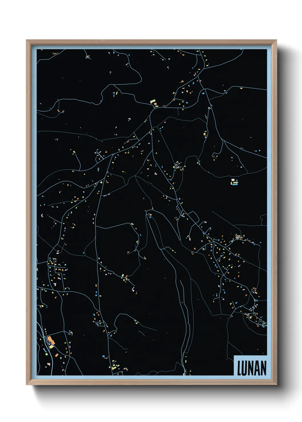 Une affiche de carte sur Lunan