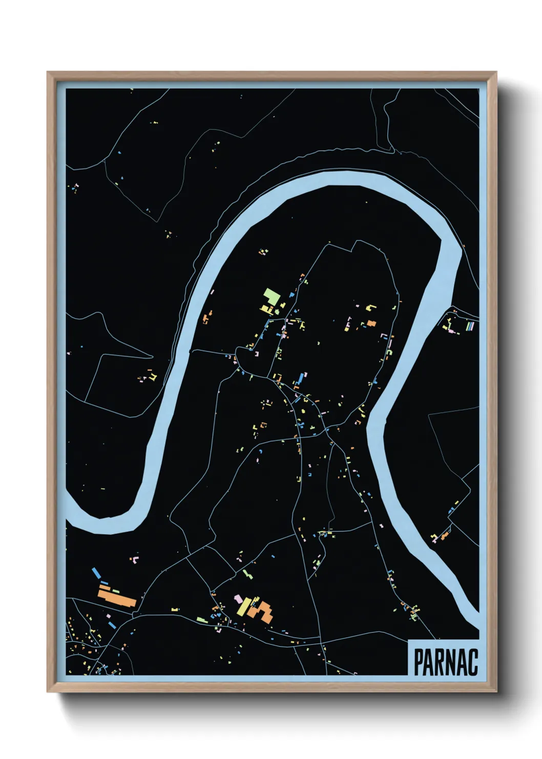 Une affiche de carte sur Parnac