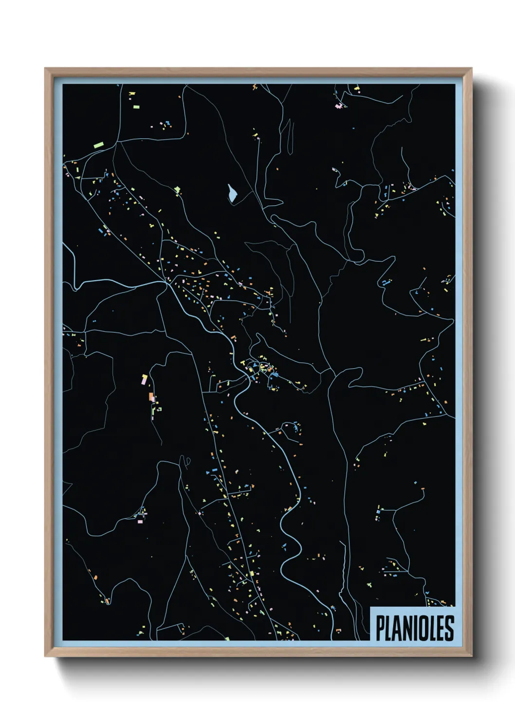 Une affiche de carte sur Planioles