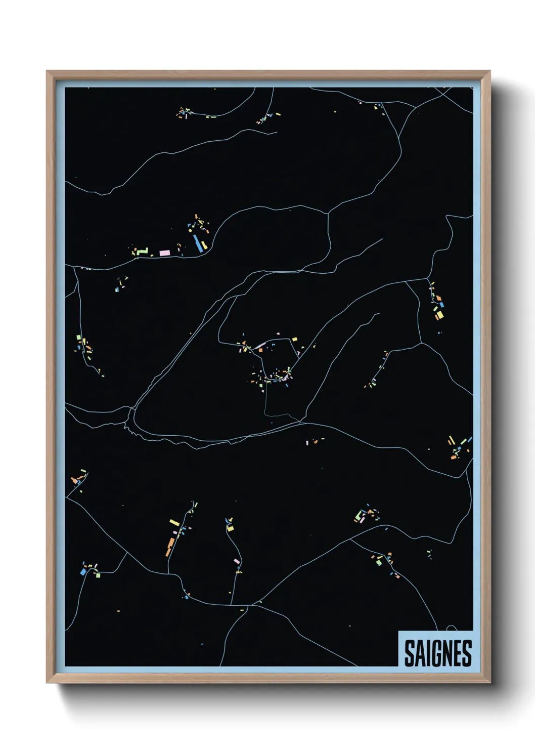 Une affiche de carte sur Saignes