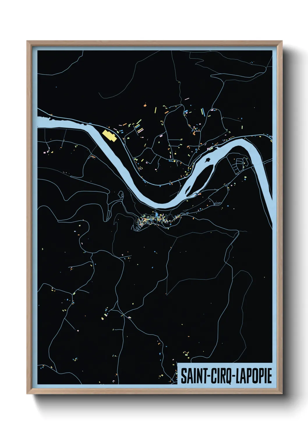 Une affiche de carte sur Saint-Cirq-Lapopie