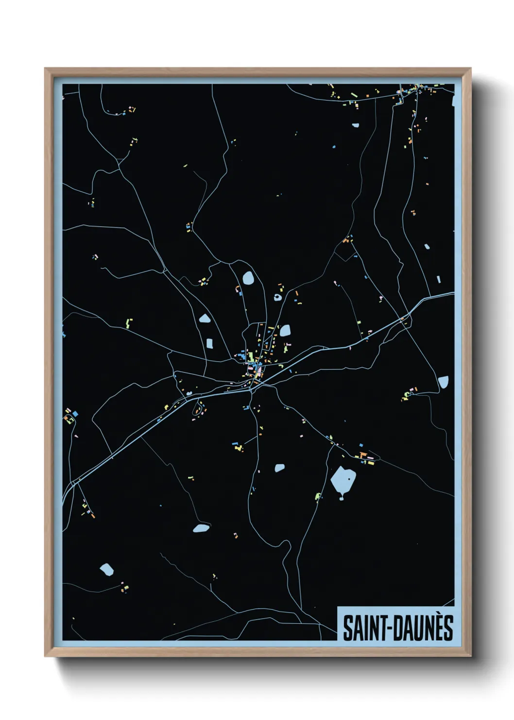 Une affiche de carte sur Saint-Daunès