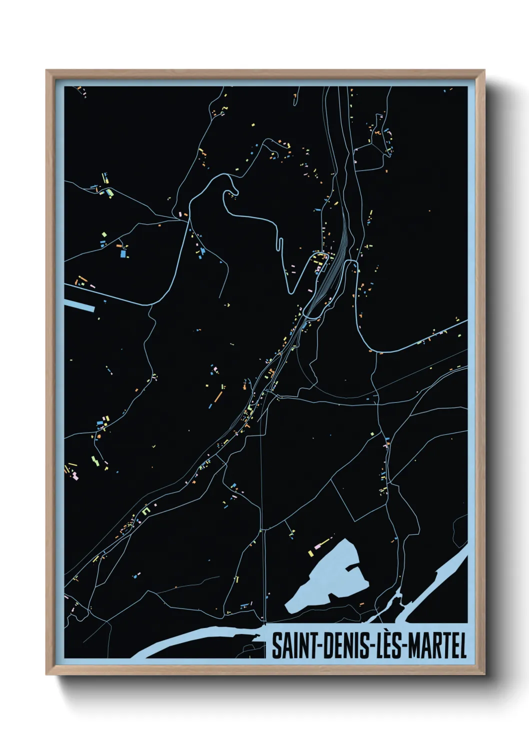 Une affiche de carte sur Saint-Denis-lès-Martel