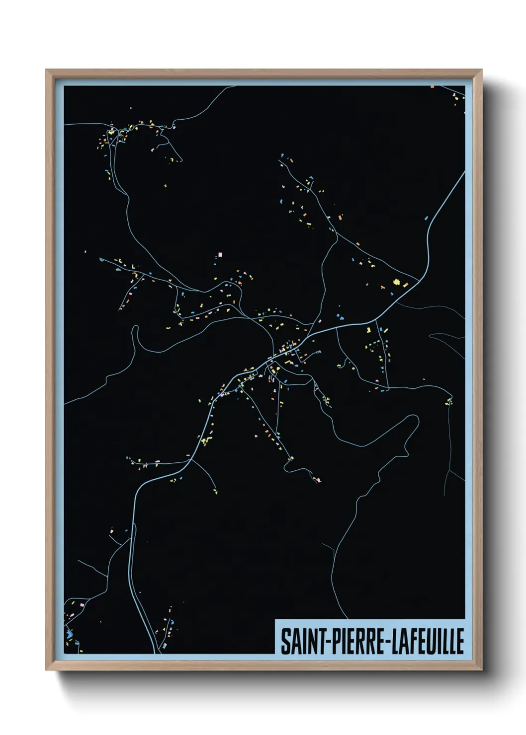 Une affiche de carte sur Saint-Pierre-Lafeuille