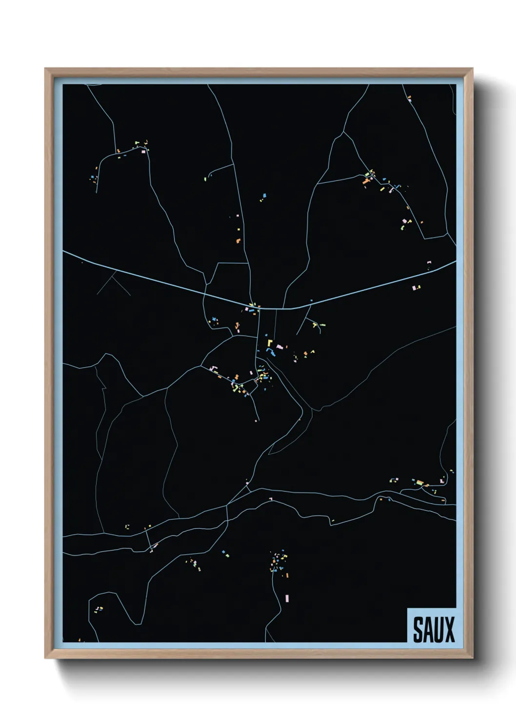 Une affiche de carte sur Saux