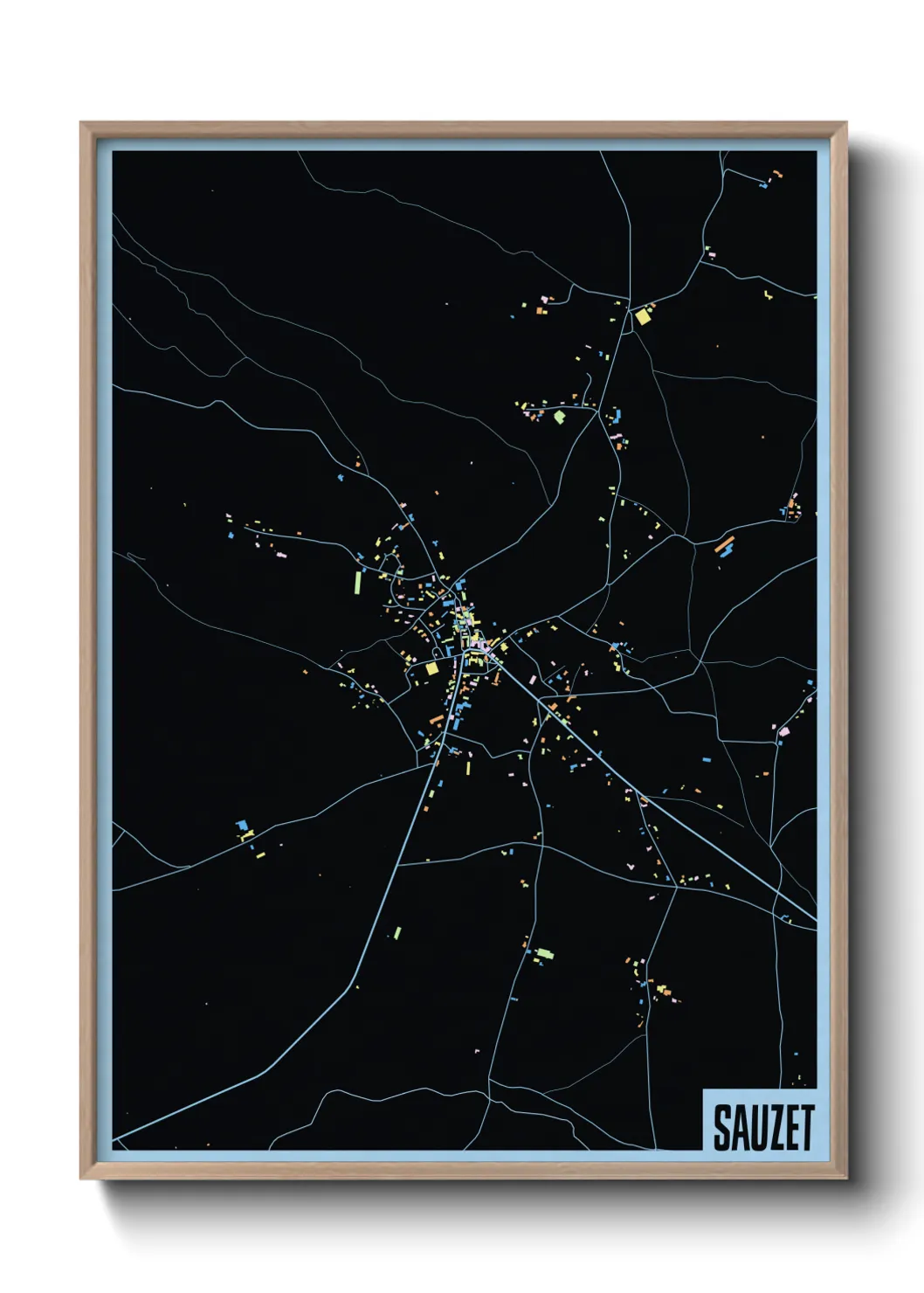 Une affiche de carte sur Sauzet