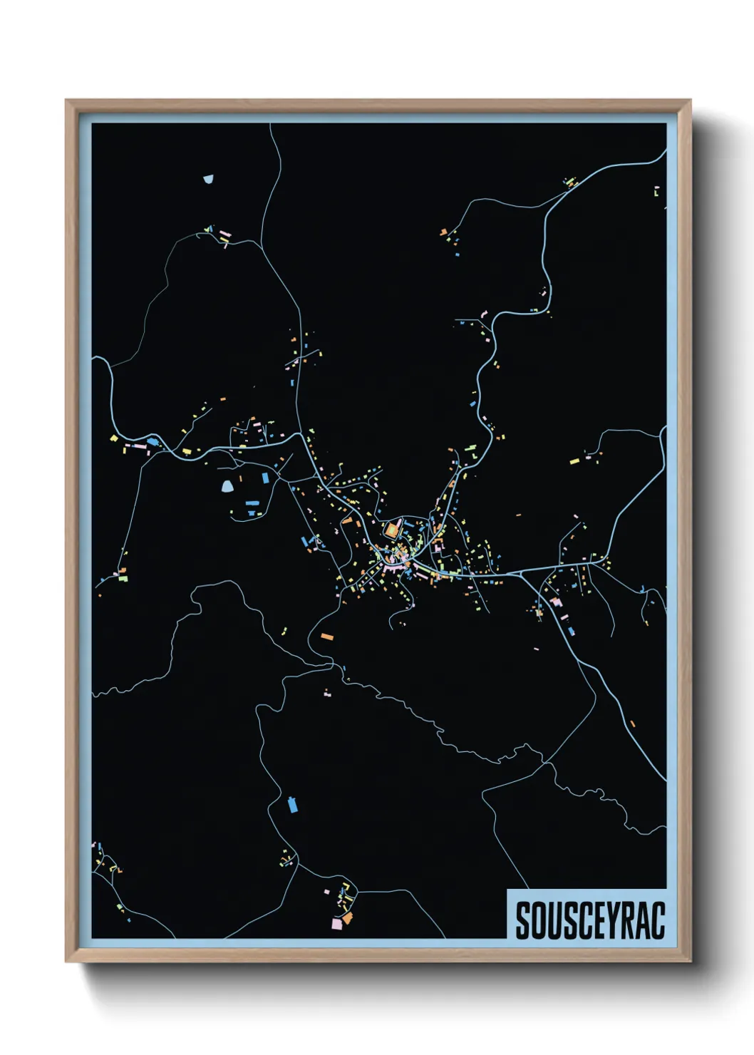 Une affiche de carte sur Sousceyrac