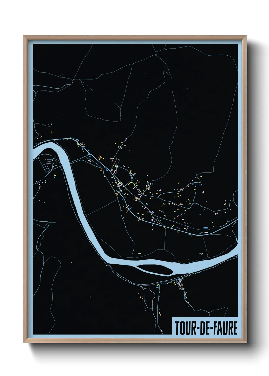 Une affiche de carte sur Tour-de-Faure