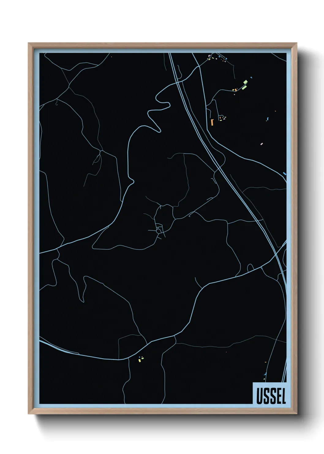 Une affiche de carte sur Ussel