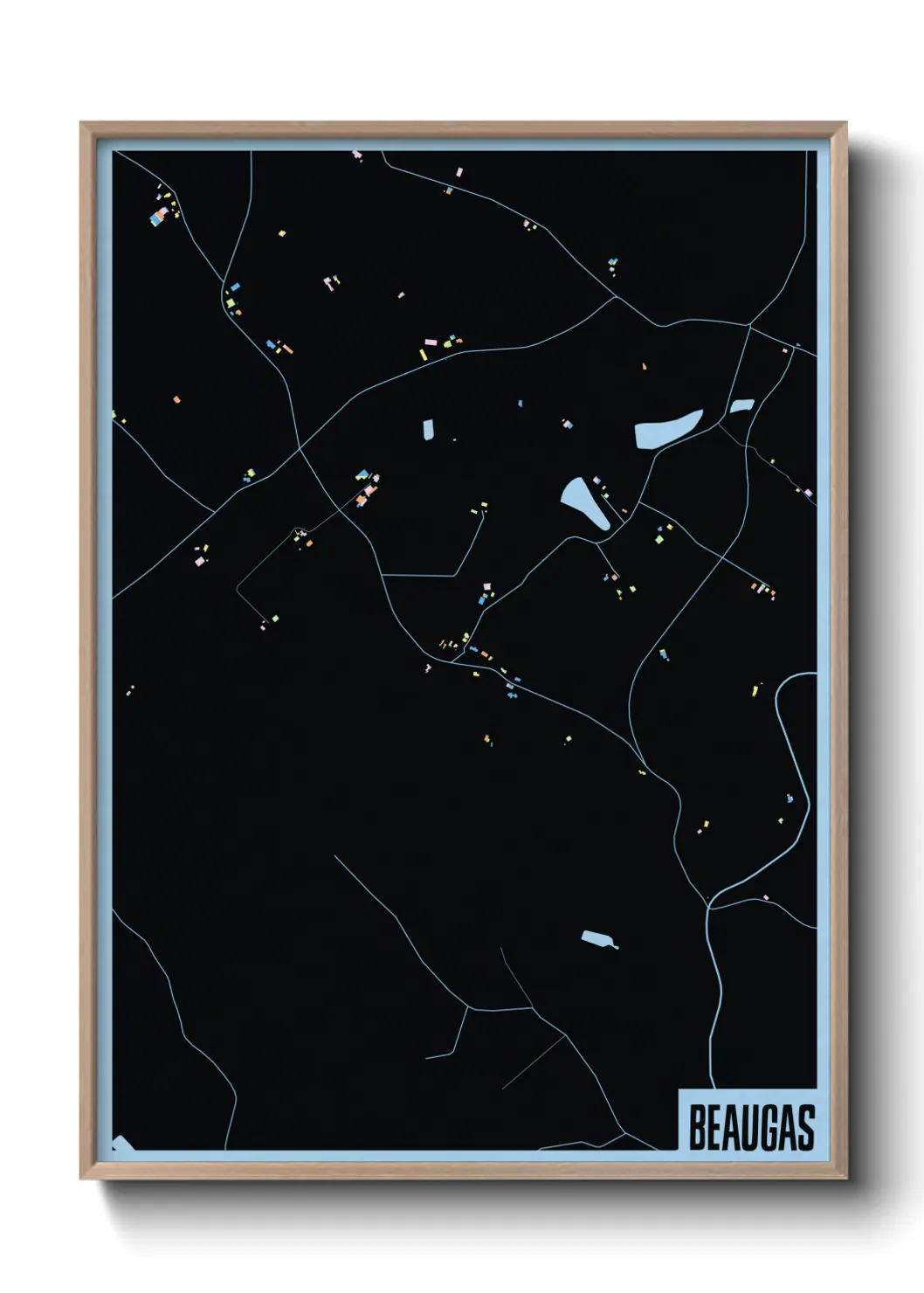 Une affiche de carte sur Beaugas