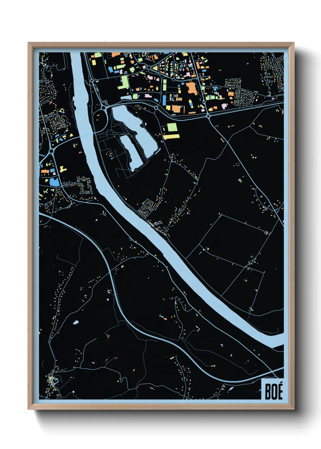 Une affiche de carte sur Boé