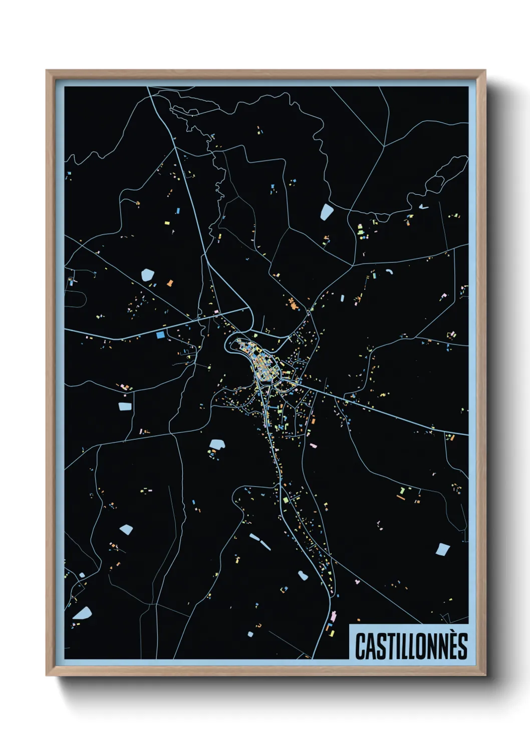 Une affiche de carte sur Castillonnès