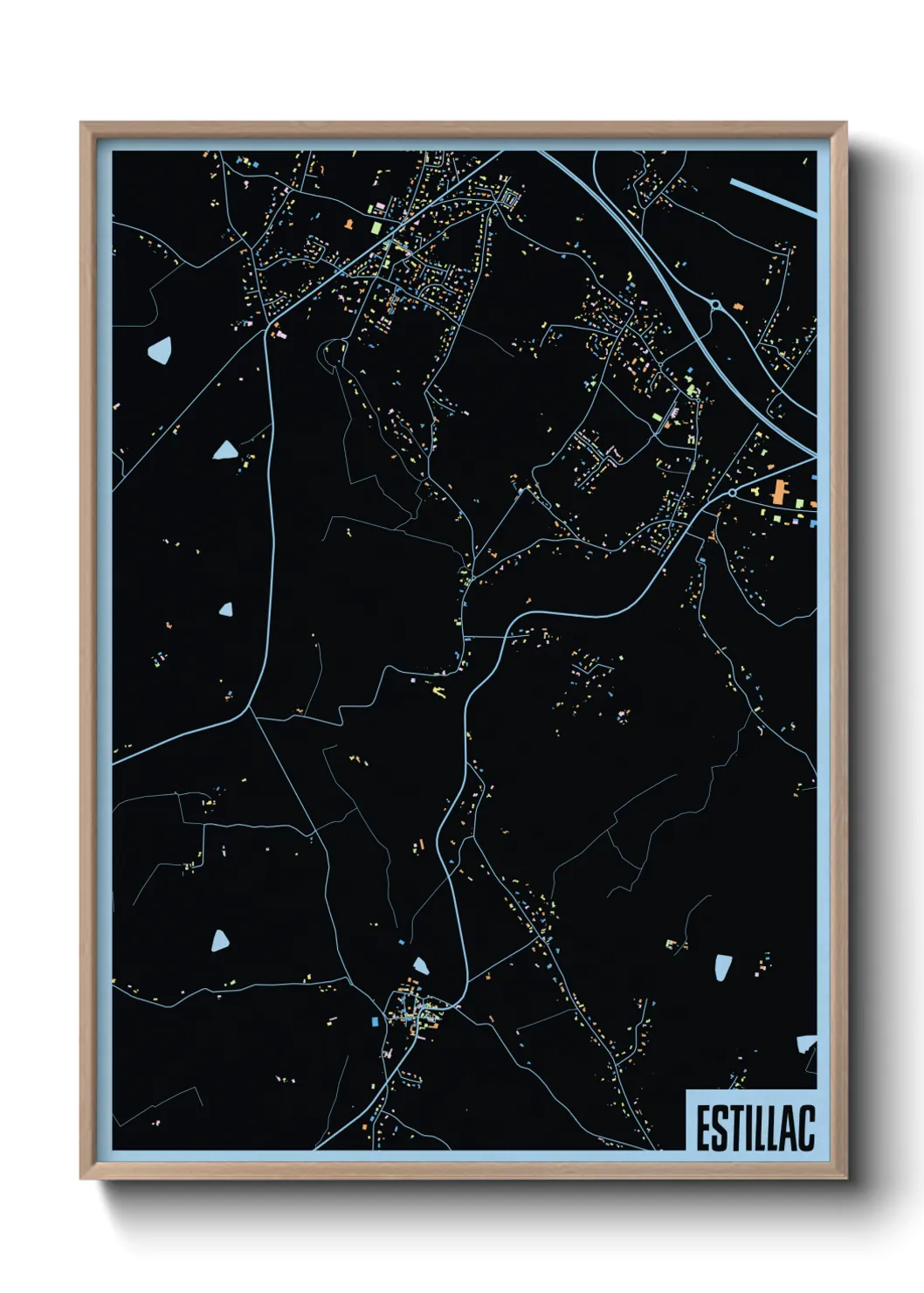 Une affiche de carte sur Estillac