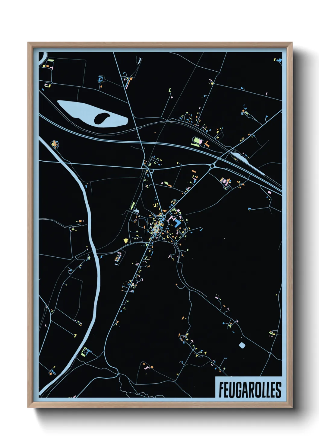 Une affiche de carte sur Feugarolles