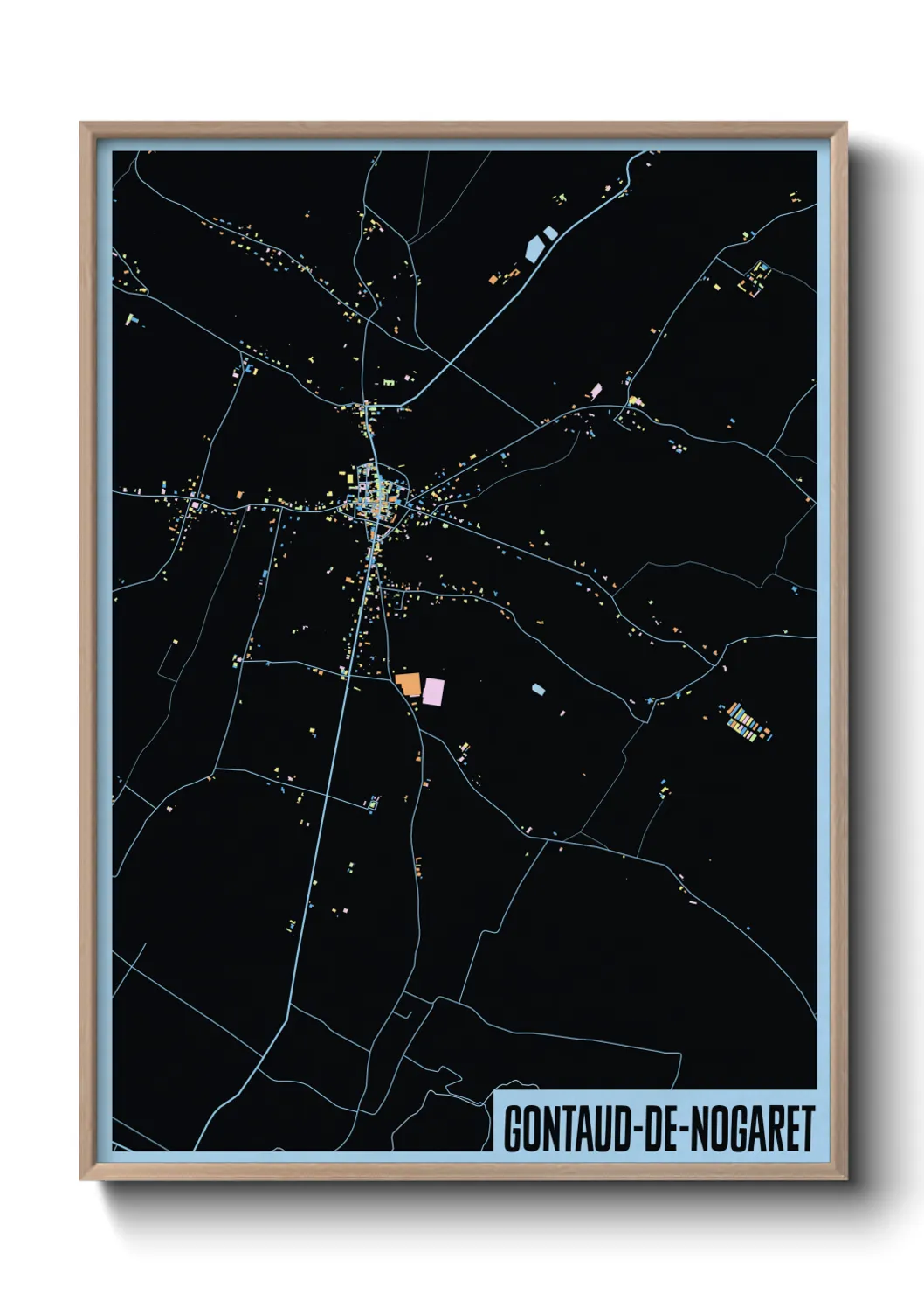 Une affiche de carte sur Gontaud-de-Nogaret