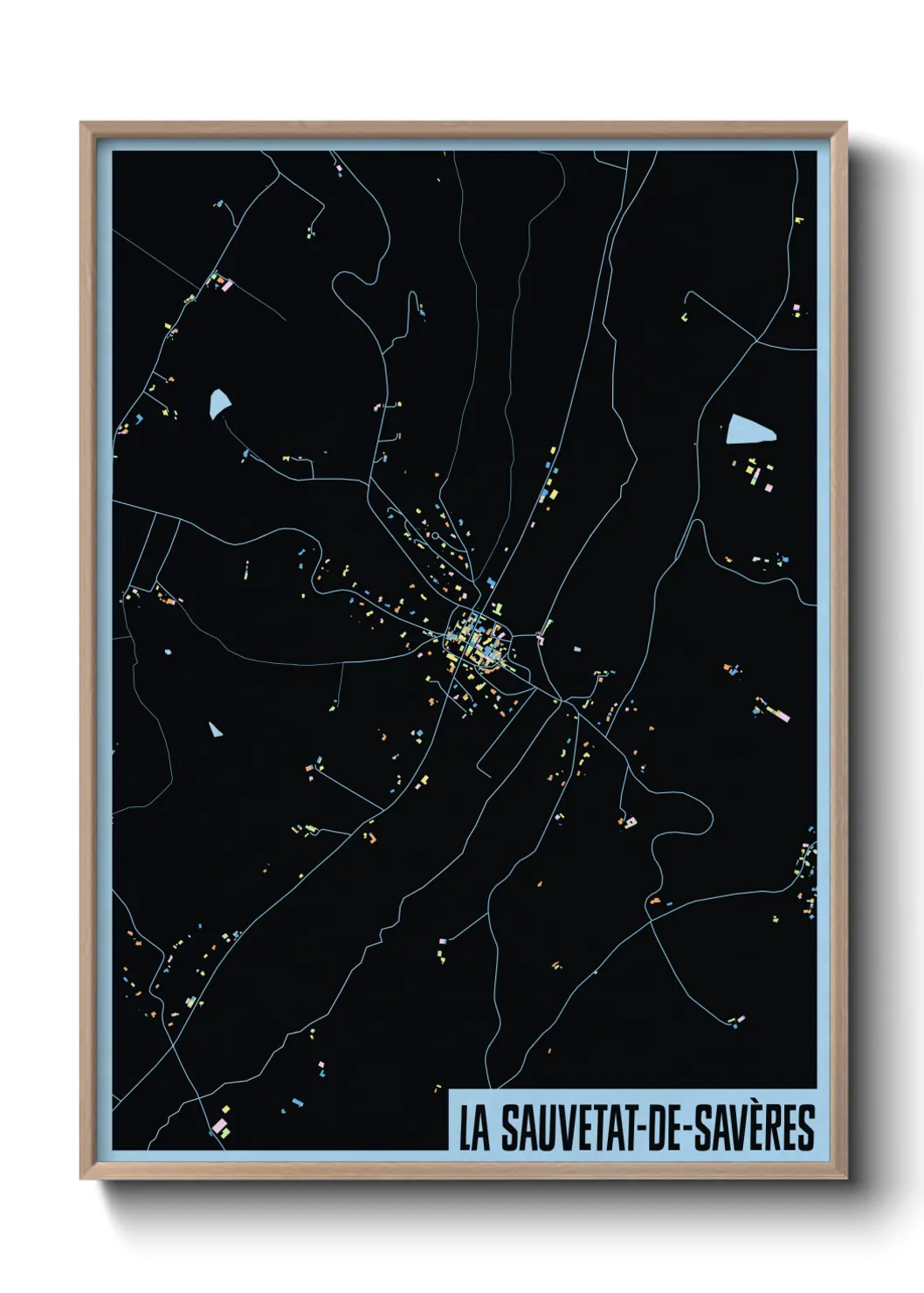 Une affiche de carte sur La Sauvetat-de-Savères