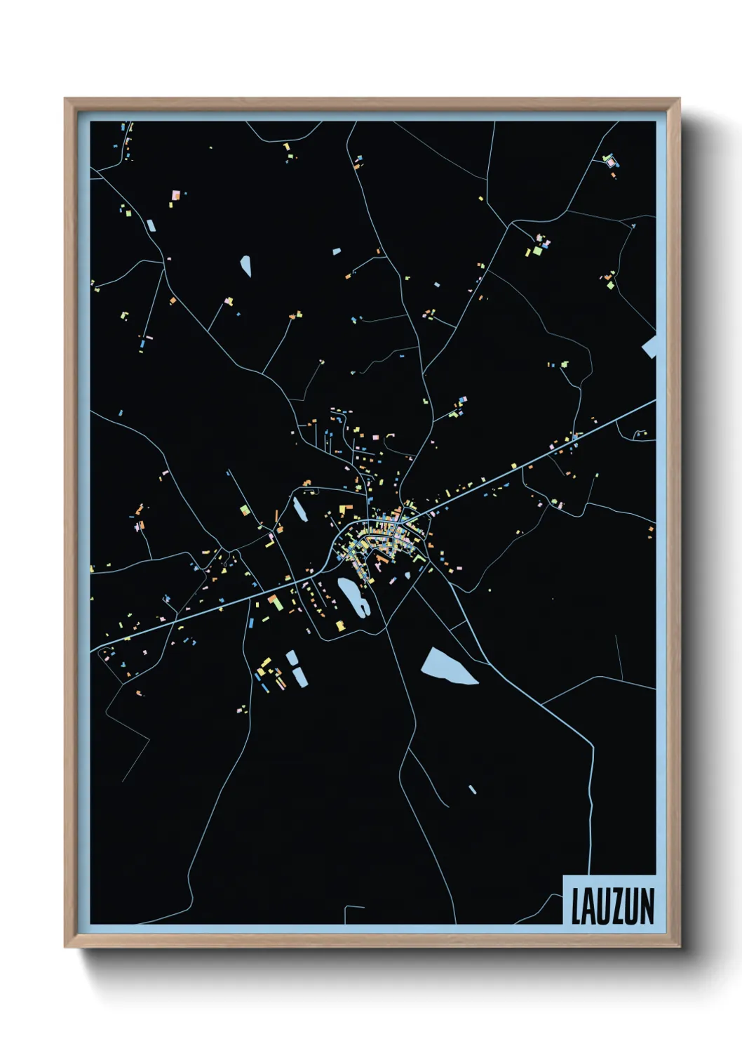 Une affiche de carte sur Lauzun