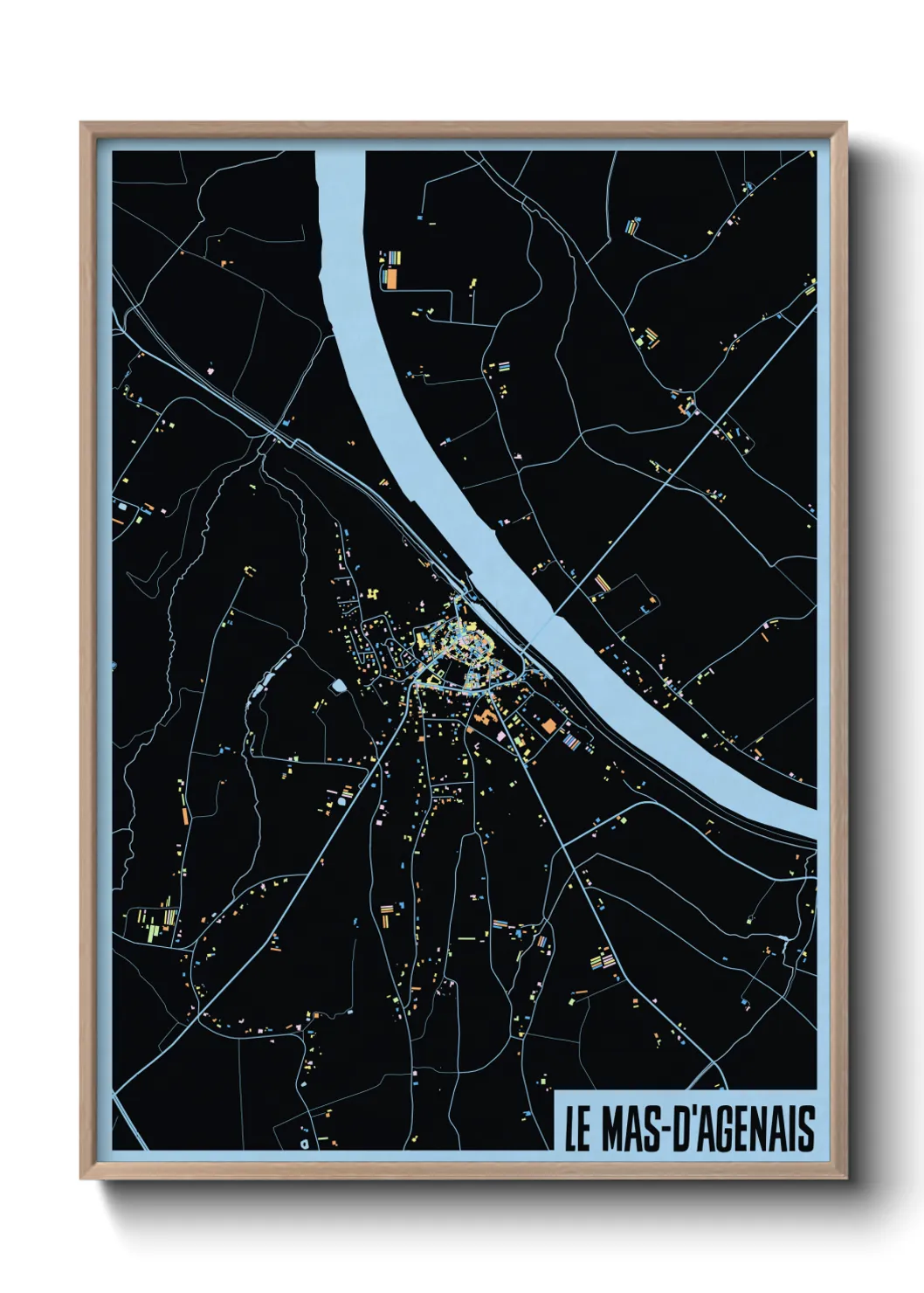 Une affiche de carte sur Le Mas-d'Agenais