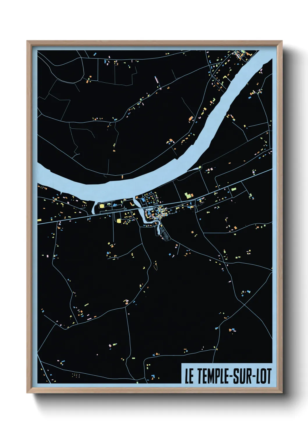 Une affiche de carte sur Le Temple-sur-Lot