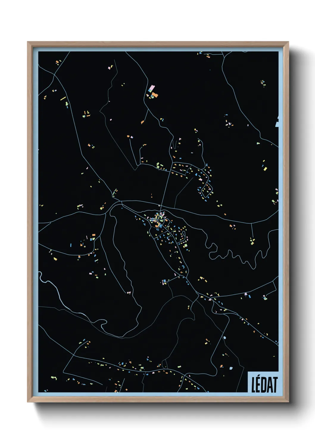 Une affiche de carte sur Lédat