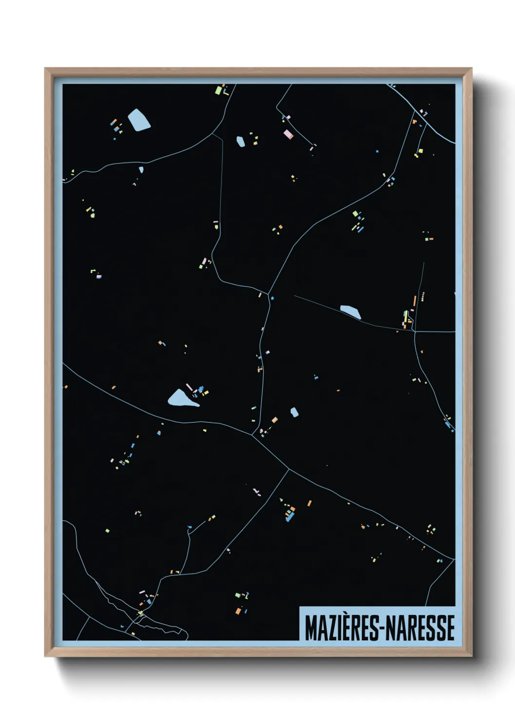 Une affiche de carte sur Mazières-Naresse