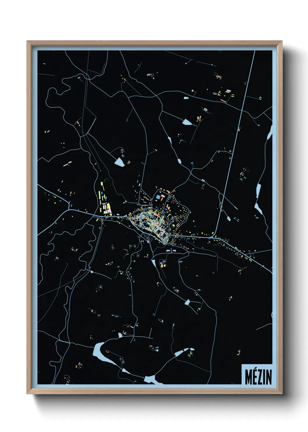 Une affiche de carte sur Mézin