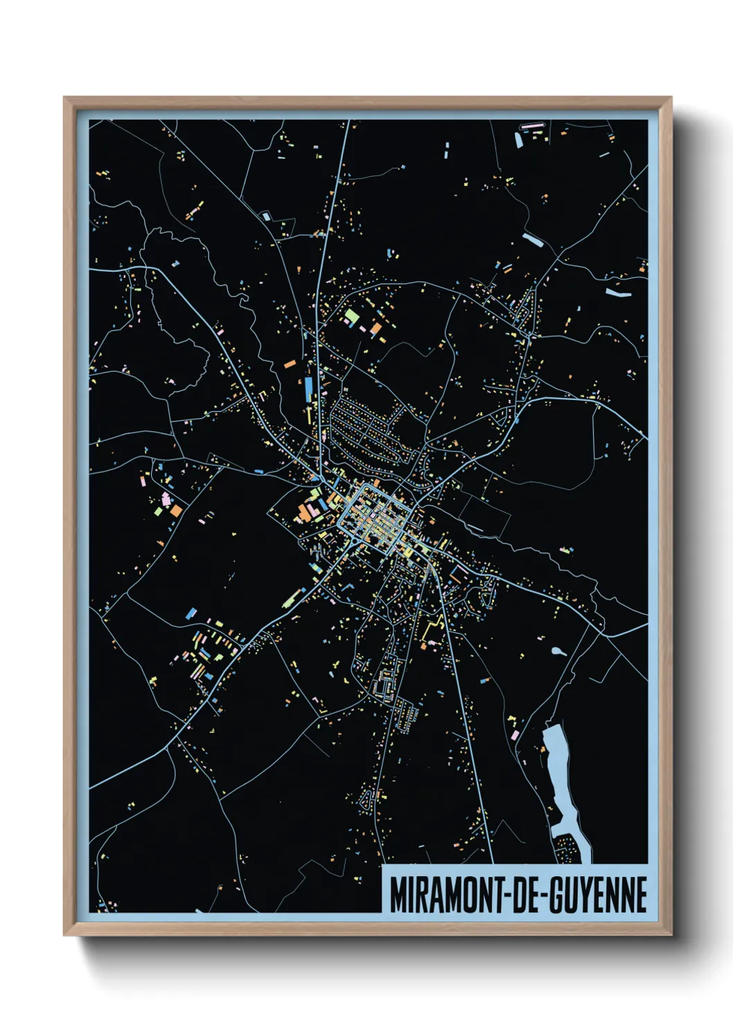 Une affiche de carte sur Miramont-de-Guyenne