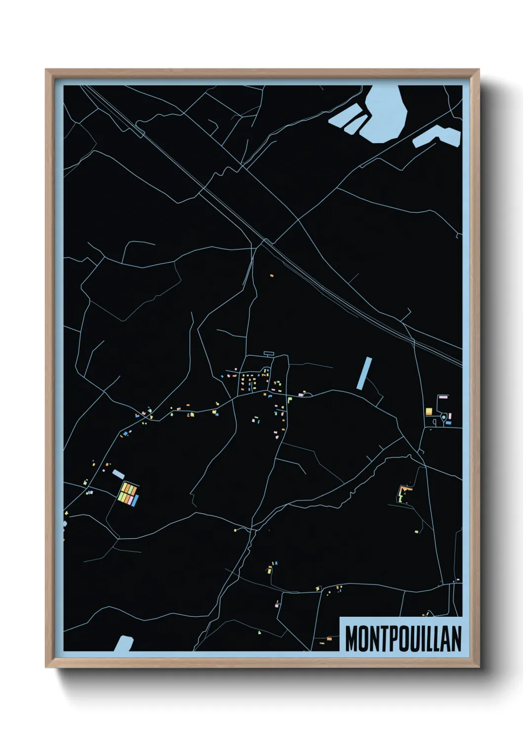 Une affiche de carte sur Montpouillan