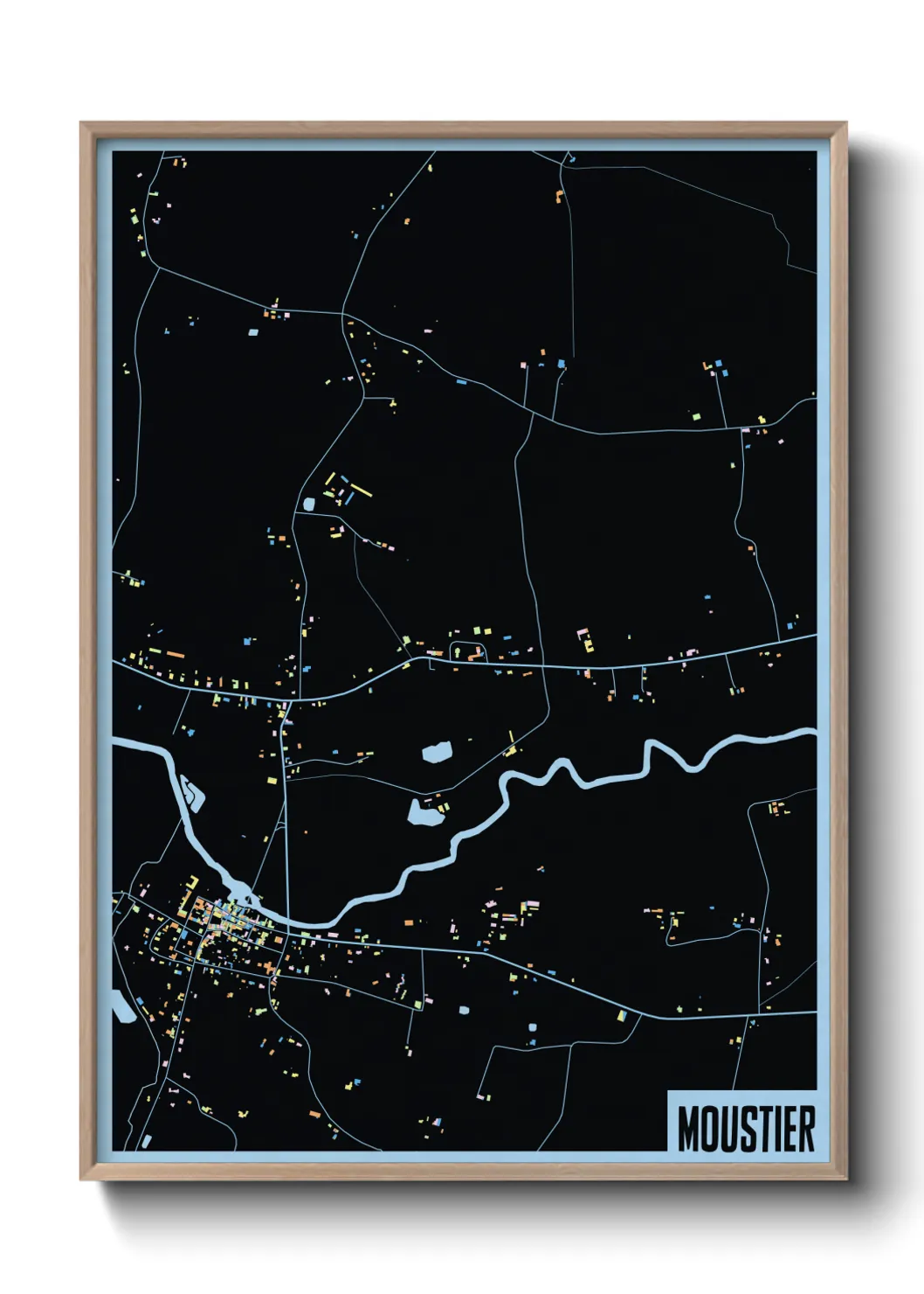 Une affiche de carte sur Moustier