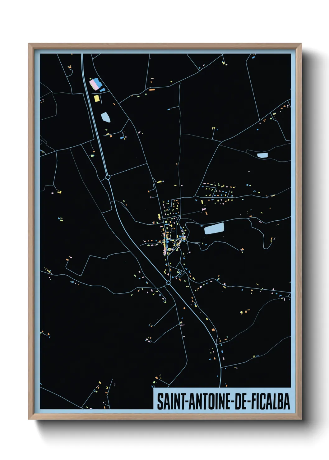 Une affiche de carte sur Saint-Antoine-de-Ficalba