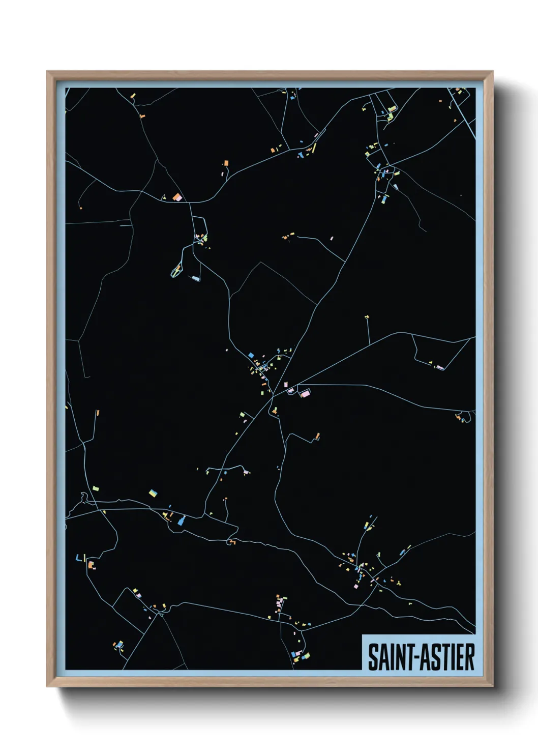 Une affiche de carte sur Saint-Astier