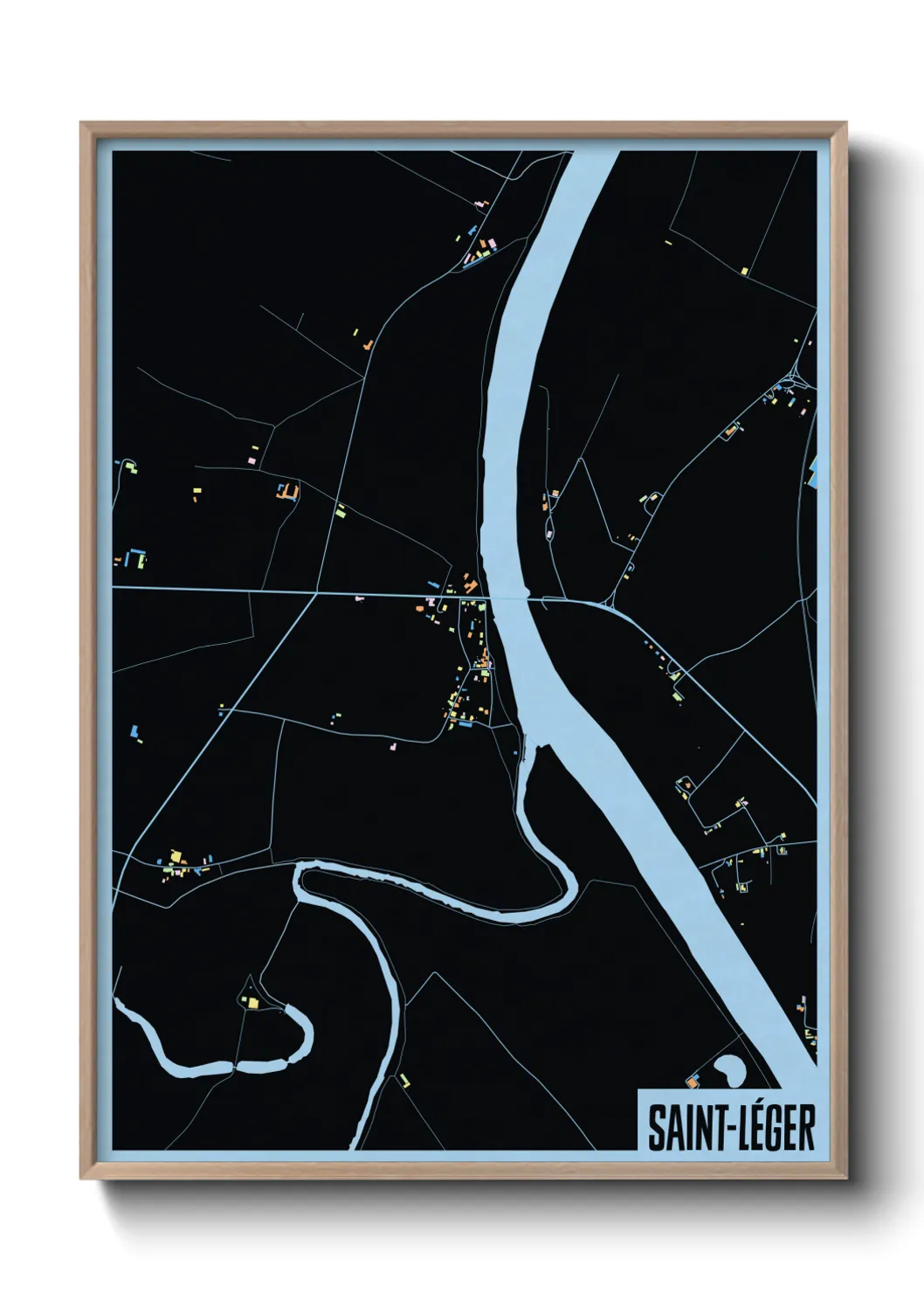 Une affiche de carte sur Saint-Léger