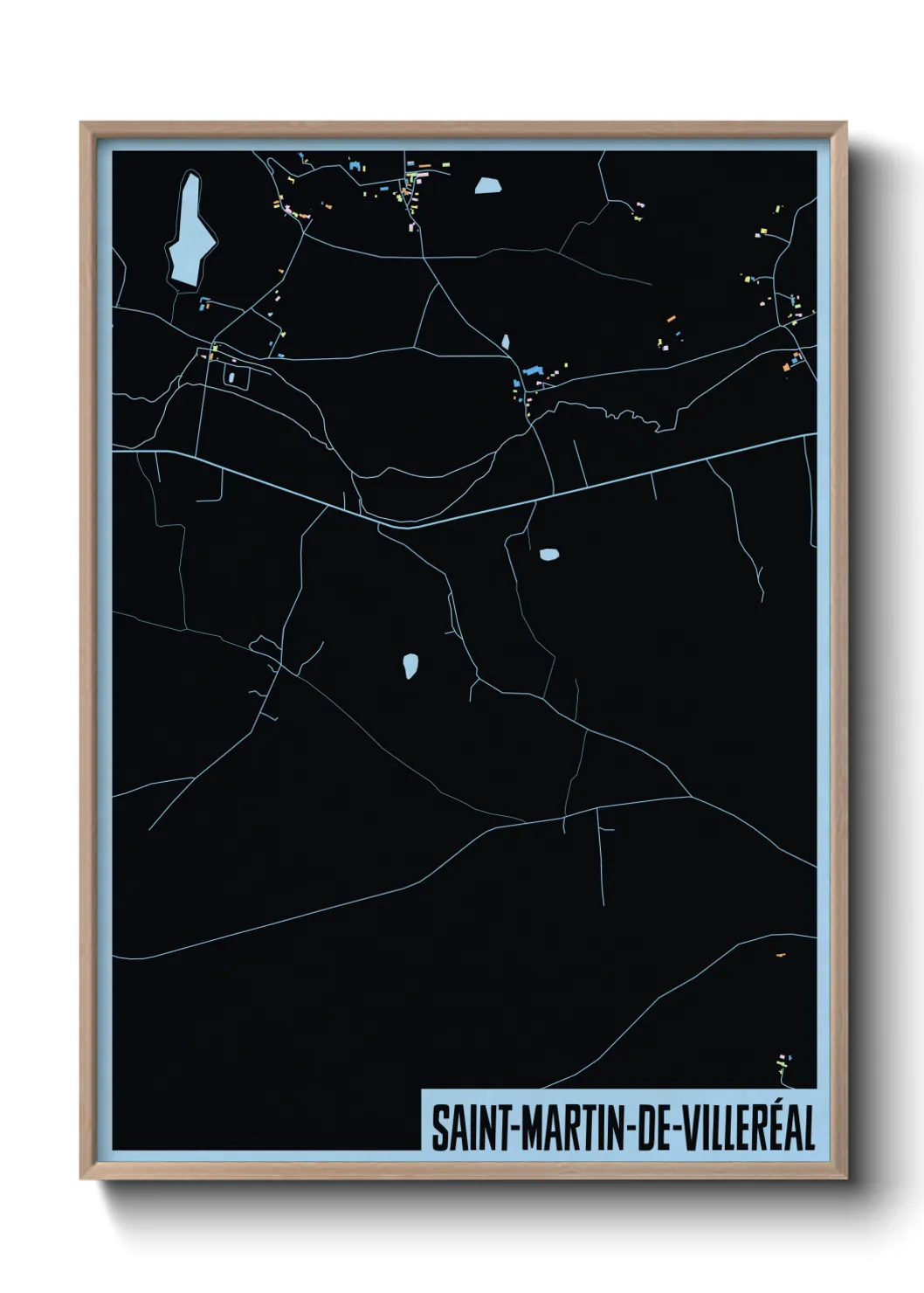 Une affiche de carte sur Saint-Martin-de-Villeréal