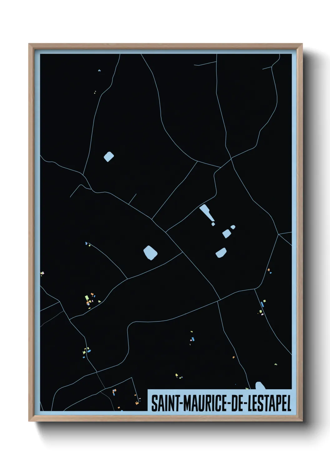 Une affiche de carte sur Saint-Maurice-de-Lestapel