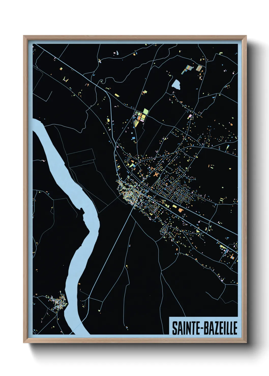 Une affiche de carte sur Sainte-Bazeille