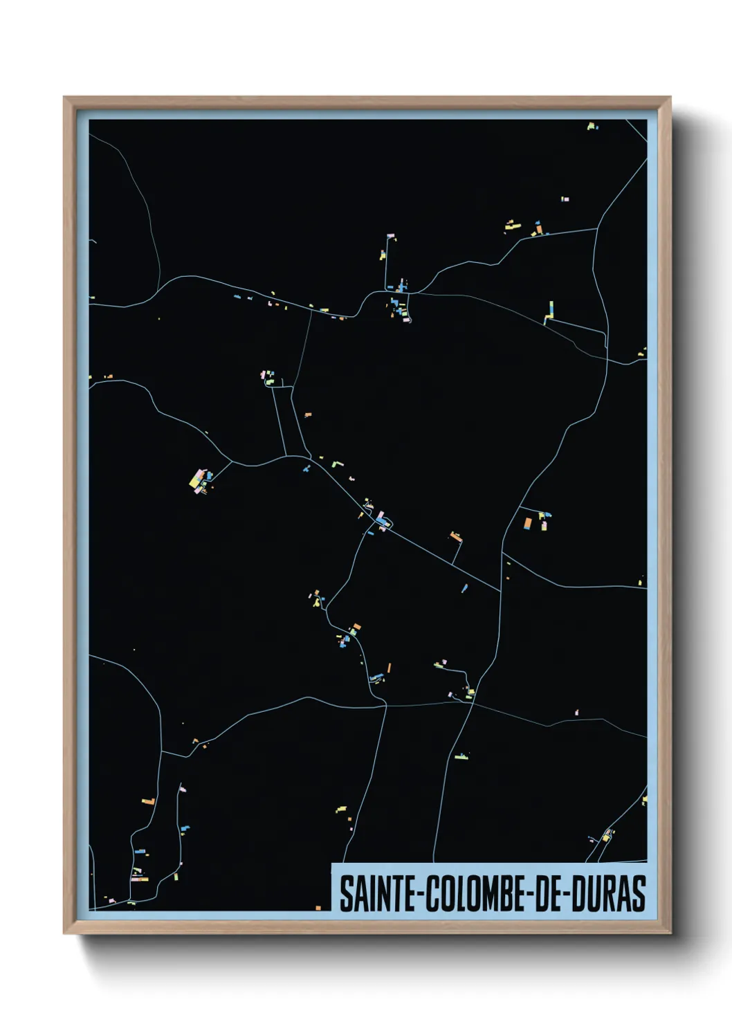 Une affiche de carte sur Sainte-Colombe-de-Duras
