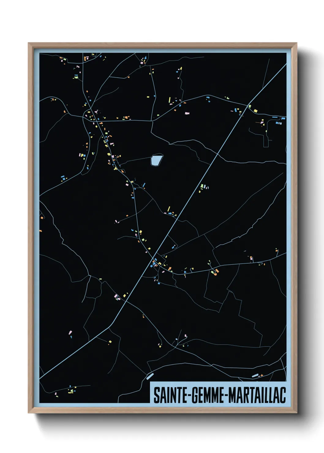 Une affiche de carte sur Sainte-Gemme-Martaillac