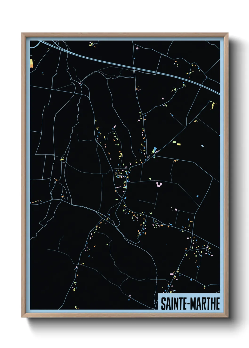 Une affiche de carte sur Sainte-Marthe