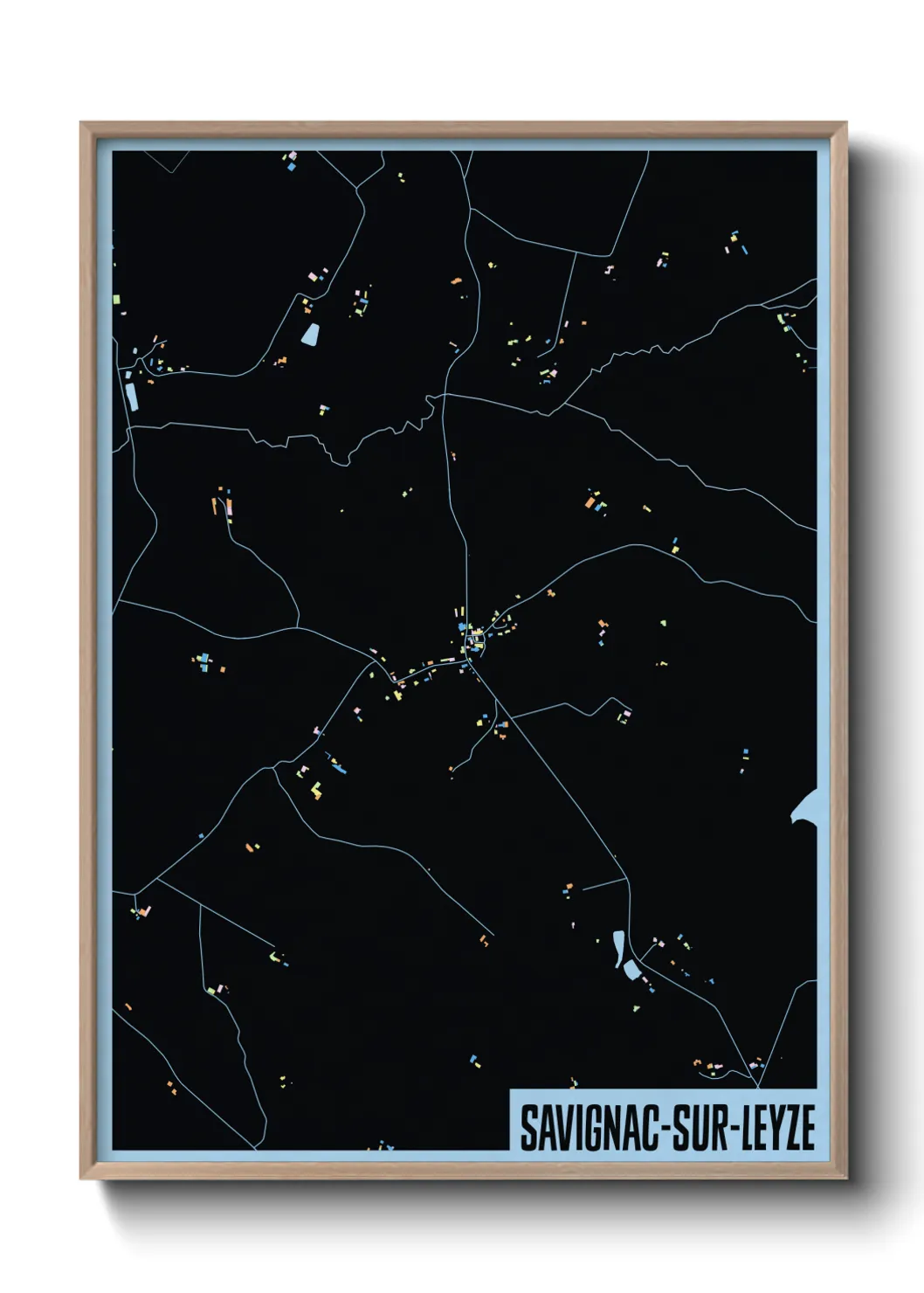 Une affiche de carte sur Savignac-sur-Leyze