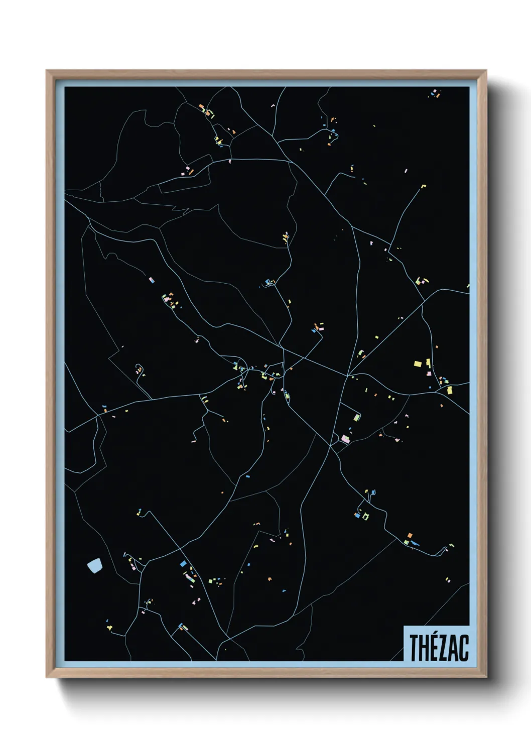 Une affiche de carte sur Thézac