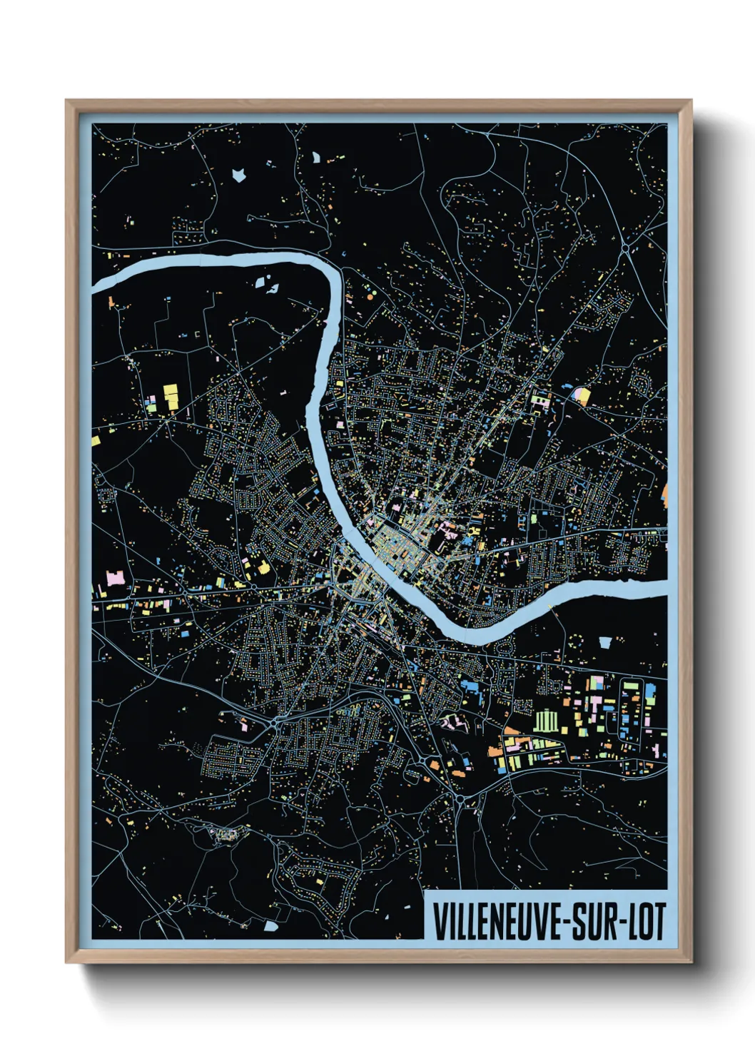 Une affiche de carte sur Villeneuve-sur-Lot