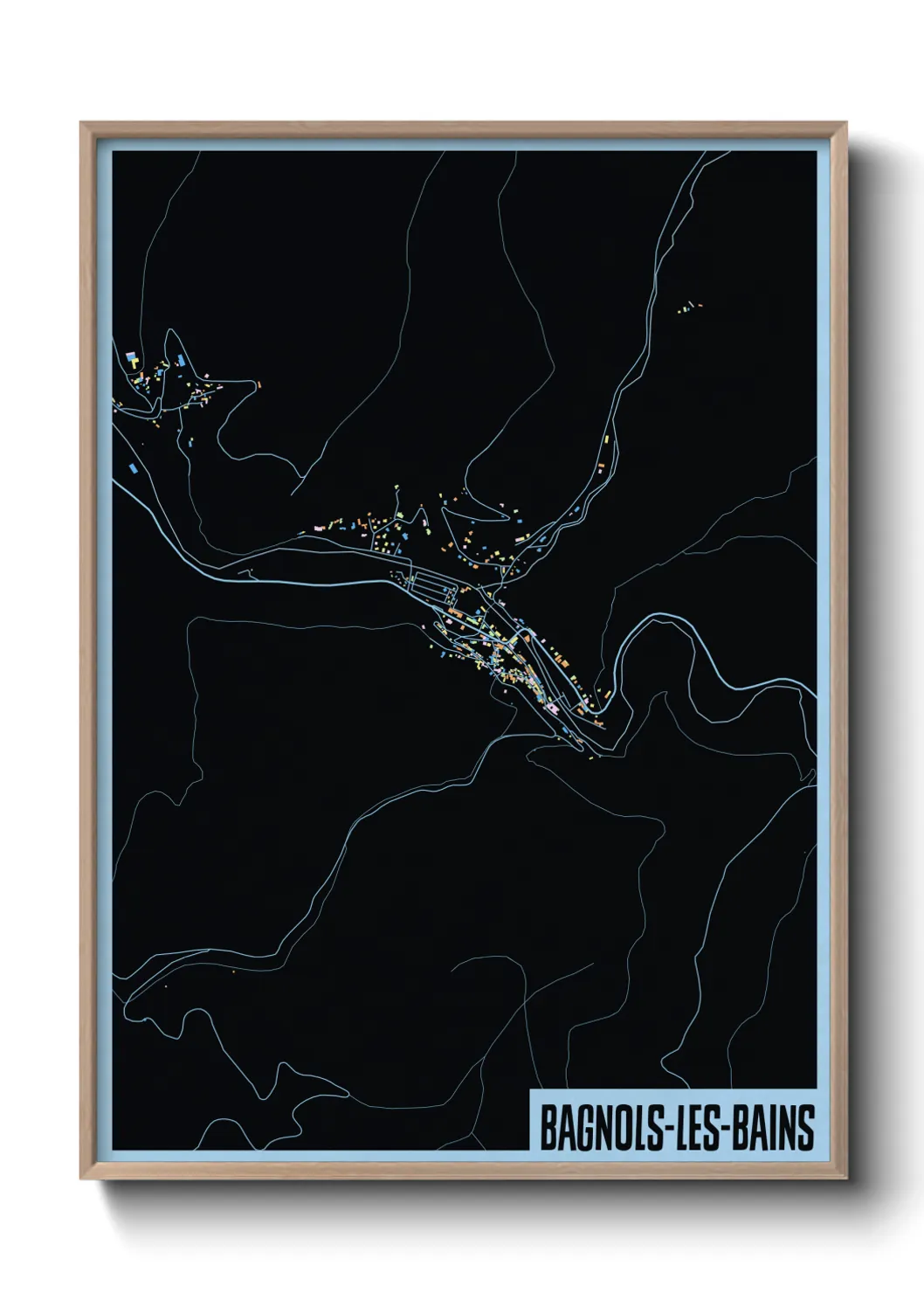 Une affiche de carte sur Bagnols-les-Bains