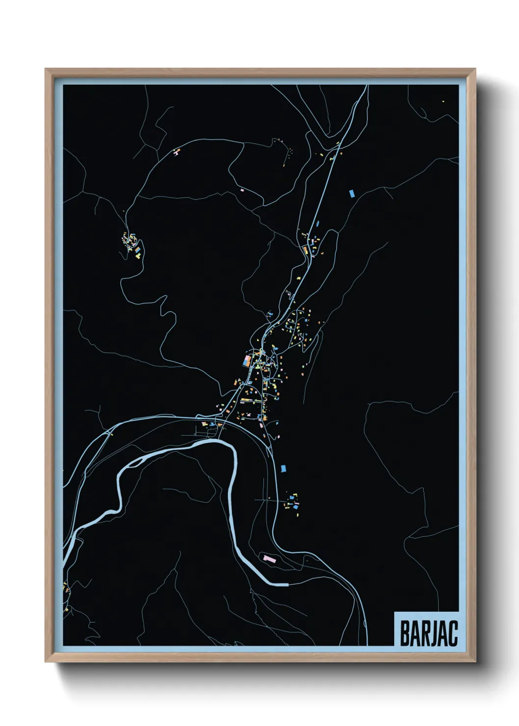 Une affiche de carte sur Barjac