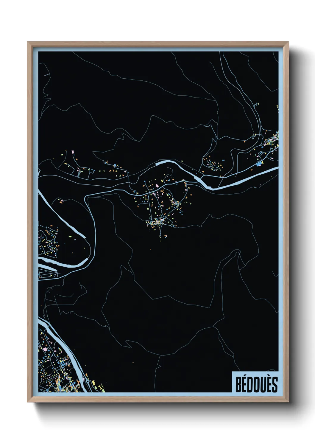 Une affiche de carte sur Bédouès