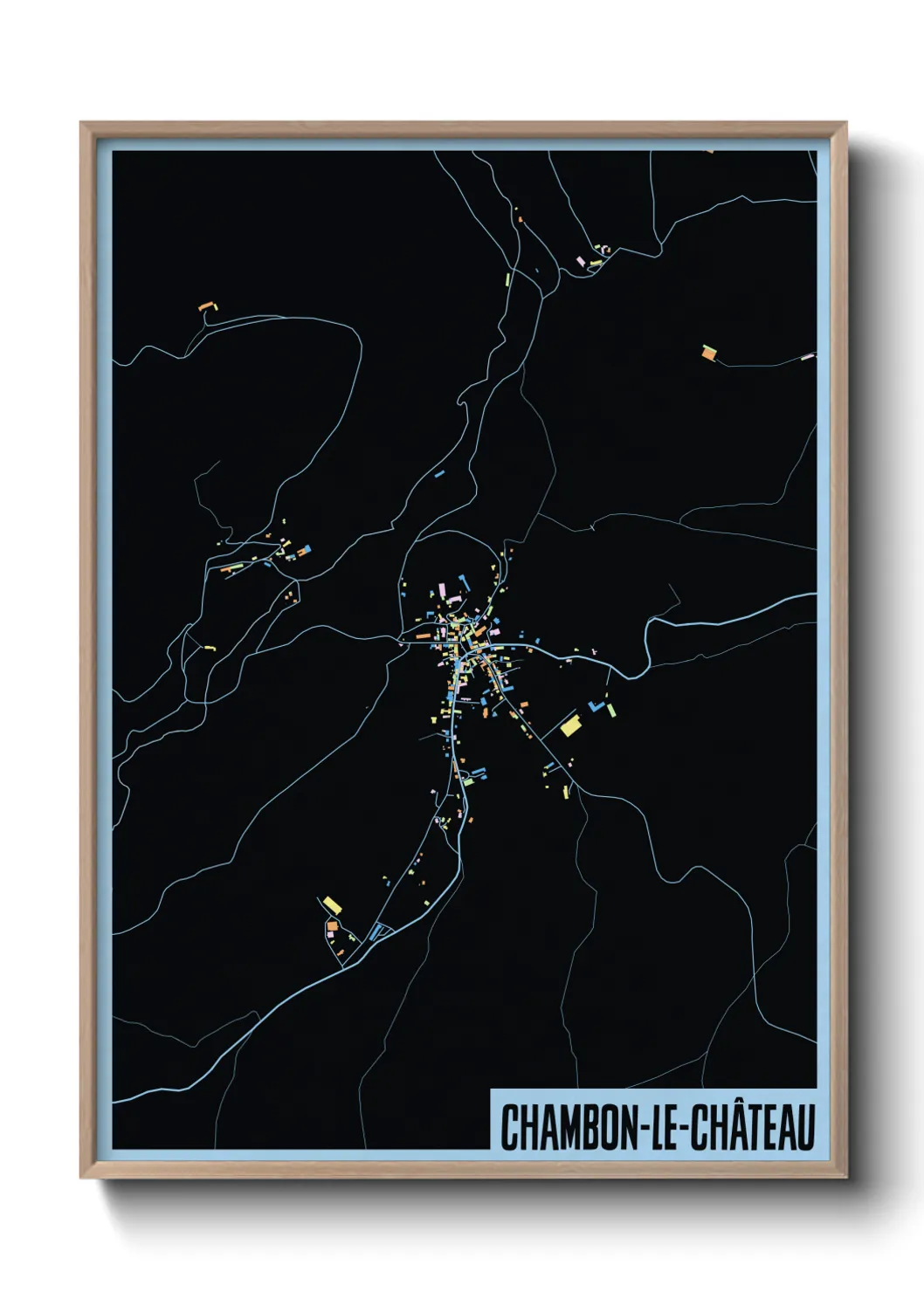 Une affiche de carte sur Chambon-le-Château